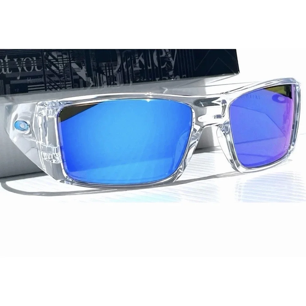Oakley Sunglasses Heliostat OO9231-0761 Clear Frames Prizm Sapphire Lenses NEW